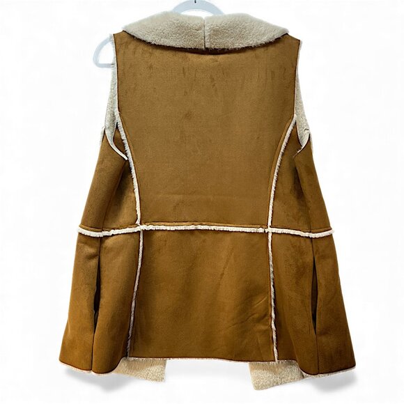 Good Hart Medium Women's Faux Suede Drape Brown Front Vest Lined Soft Comfy - Picture 2 of 8